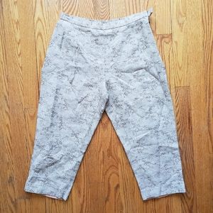 Oscar de la Renta Vintage Cotton Linen Blend Lined Cropped Pants 4P